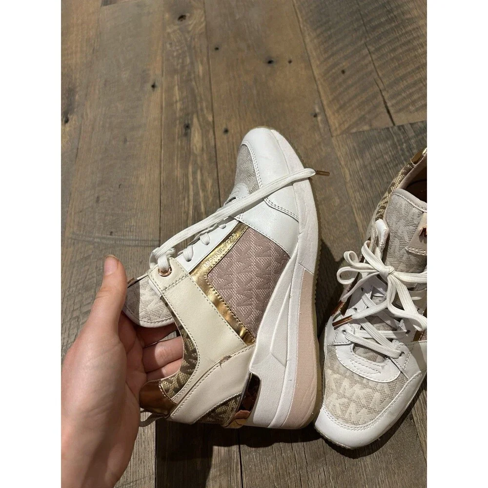 Michael Kors Georgie Trainer Sneakers Women’s Size 7 Leather and Rose Gold Retro